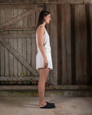 Shorts Stretch Silk Crepe White