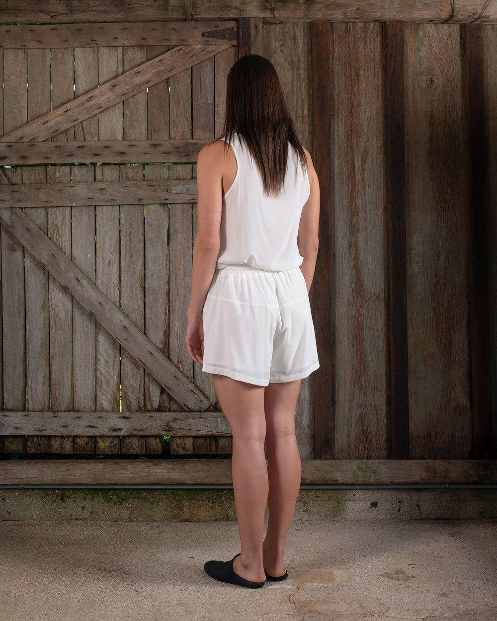 Shorts Stretch Silk Crepe White