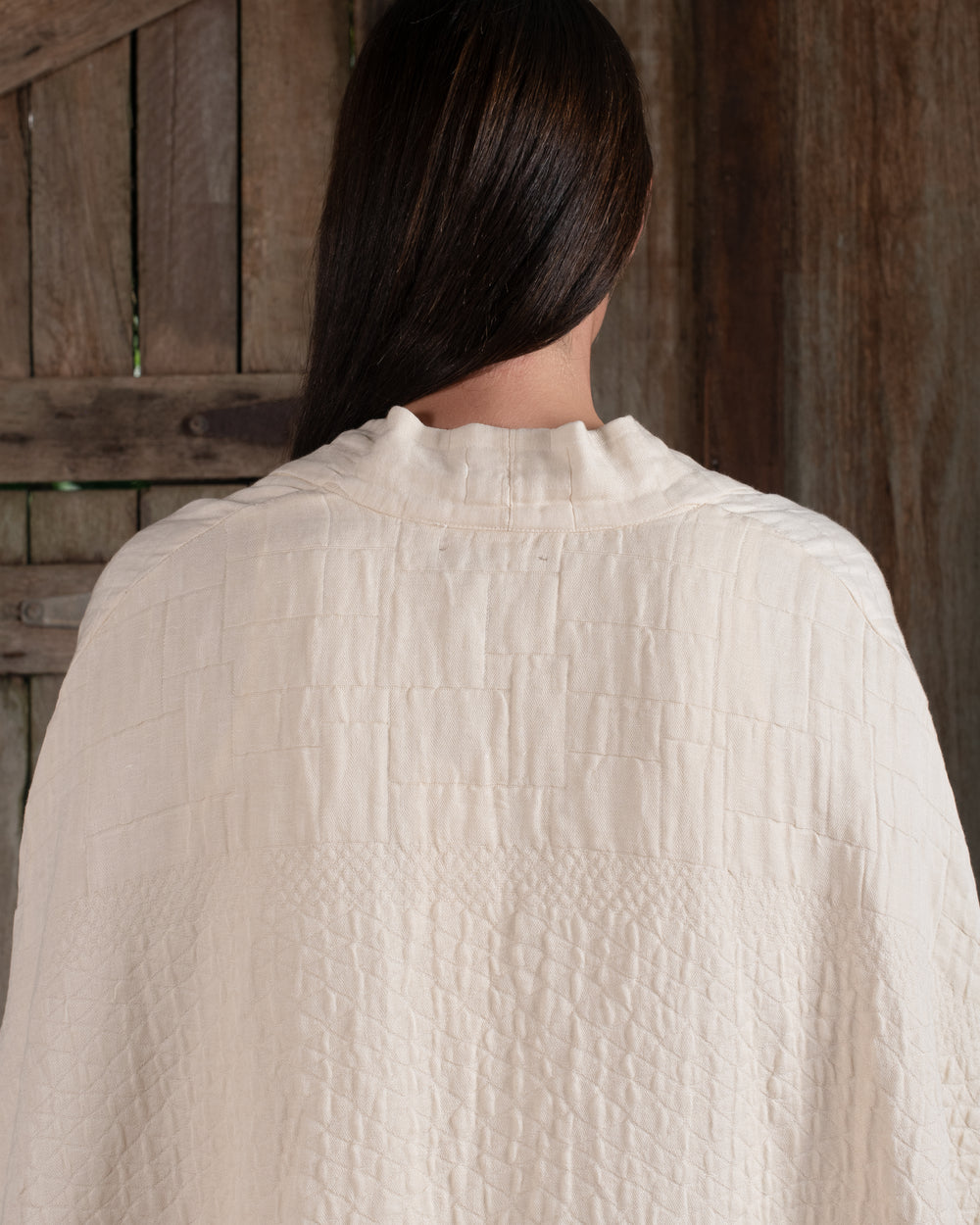 Sleeveless Kimono Jacquard Dye-less