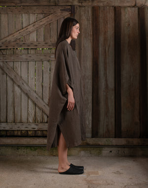 Sleeveless Kimono w/ Belt Jacquard Chocolate