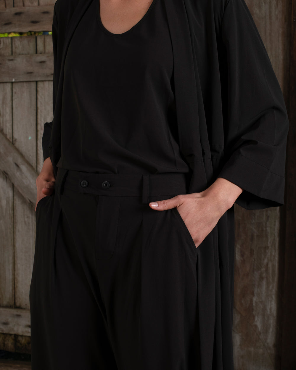 Tailored Curve Pant Silk Crepe Chocolate