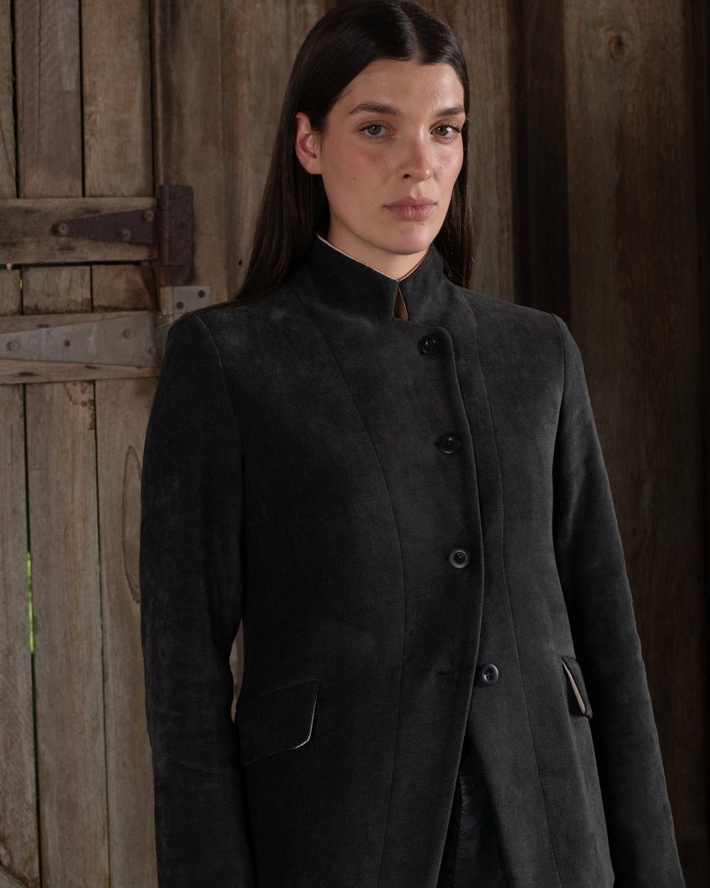 Tailored Jacket Washed Light Velvet Charcoal