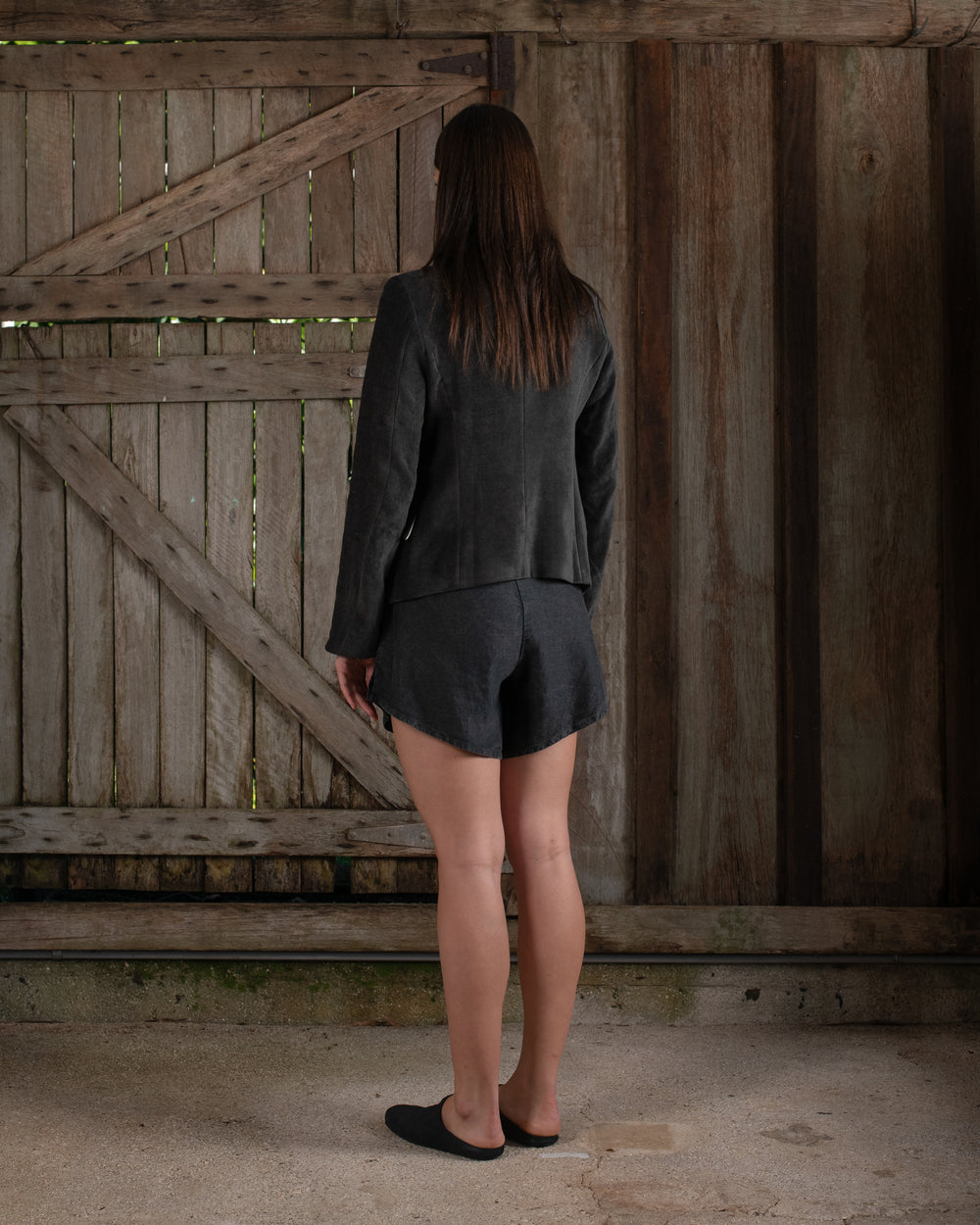 Tailored Jacket Washed Light Velvet Charcoal