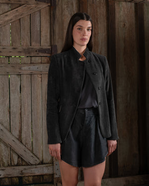 Tailored Jacket Washed Light Velvet Charcoal
