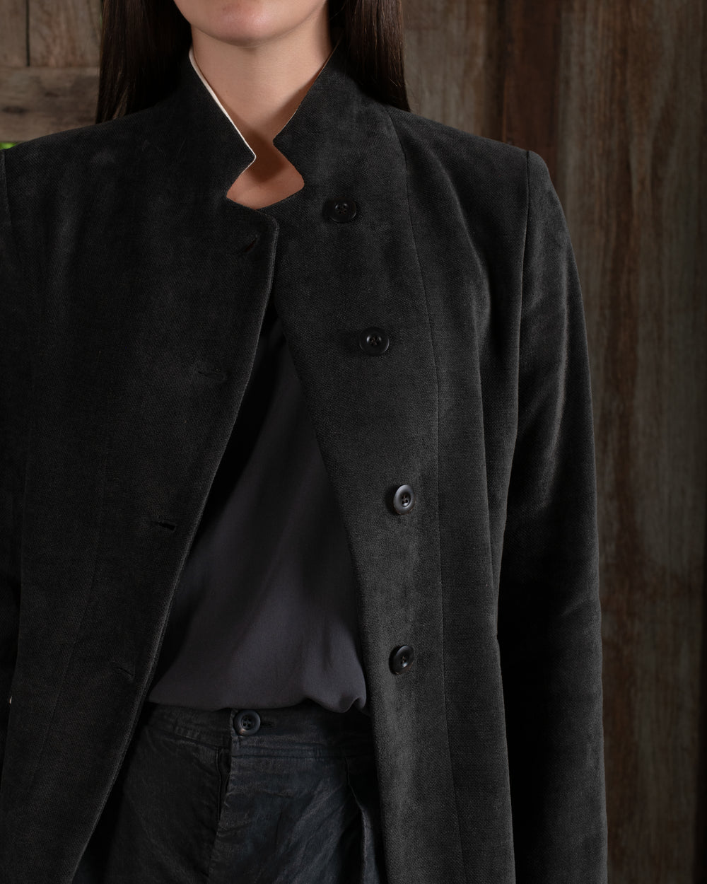 Tailored Jacket Washed Light Velvet Charcoal