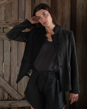 Tailored Jacket Washed Light Velvet Charcoal