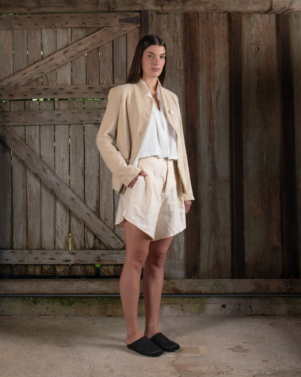 Tailored Jacket Washed Light Velvet Tea
