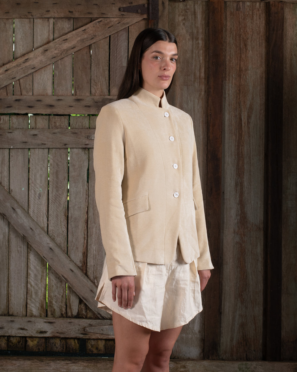 Tailored Jacket Washed Light Velvet Tea