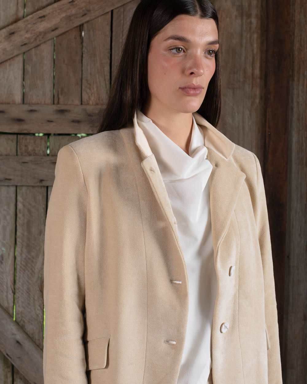 Tailored Jacket Washed Light Velvet Tea