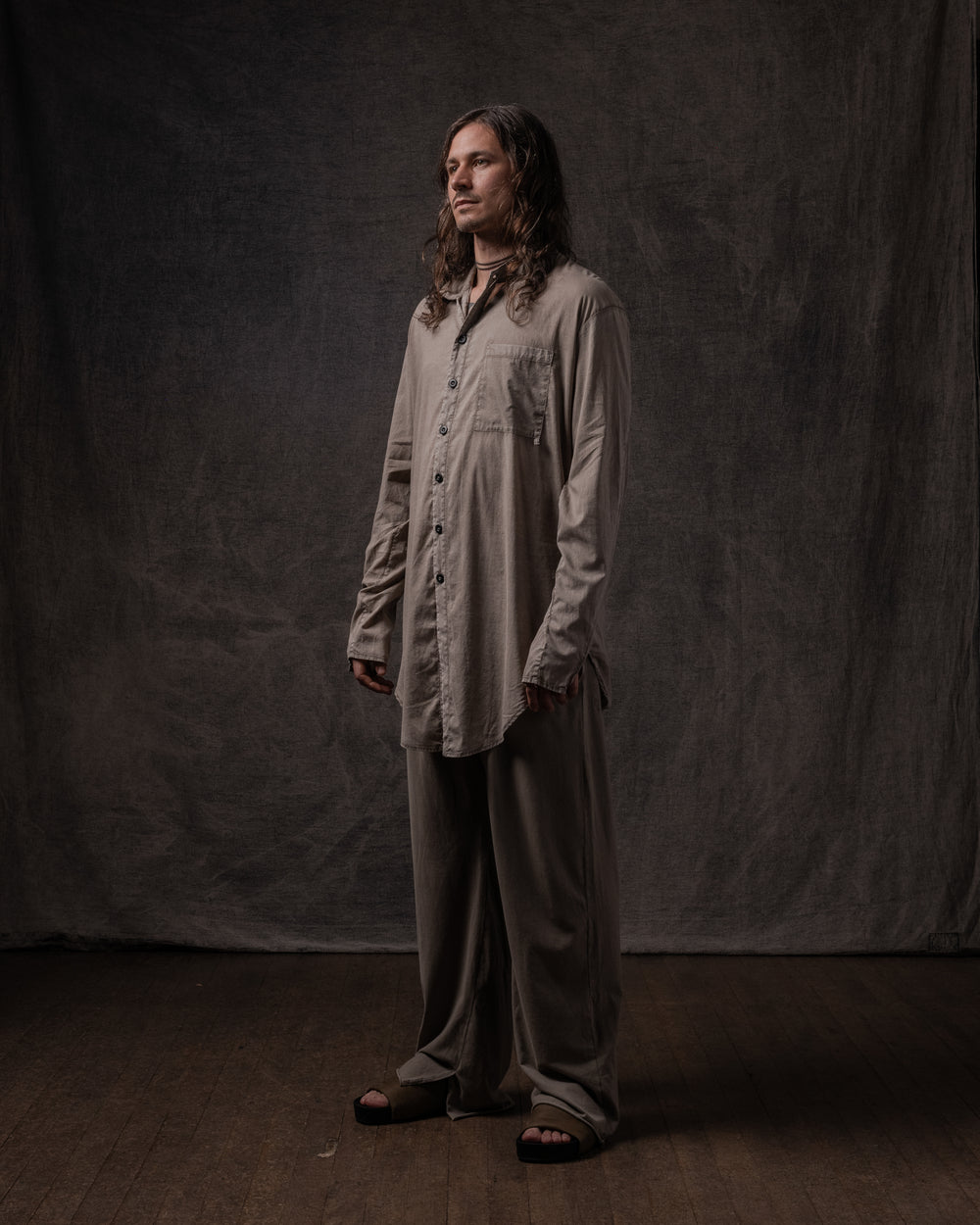 Asymmetric Shirt Fine Cotton Voile Dune