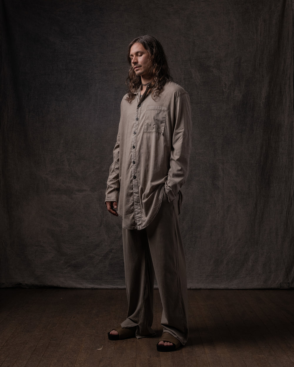 Asymmetric Shirt Fine Cotton Voile Dune