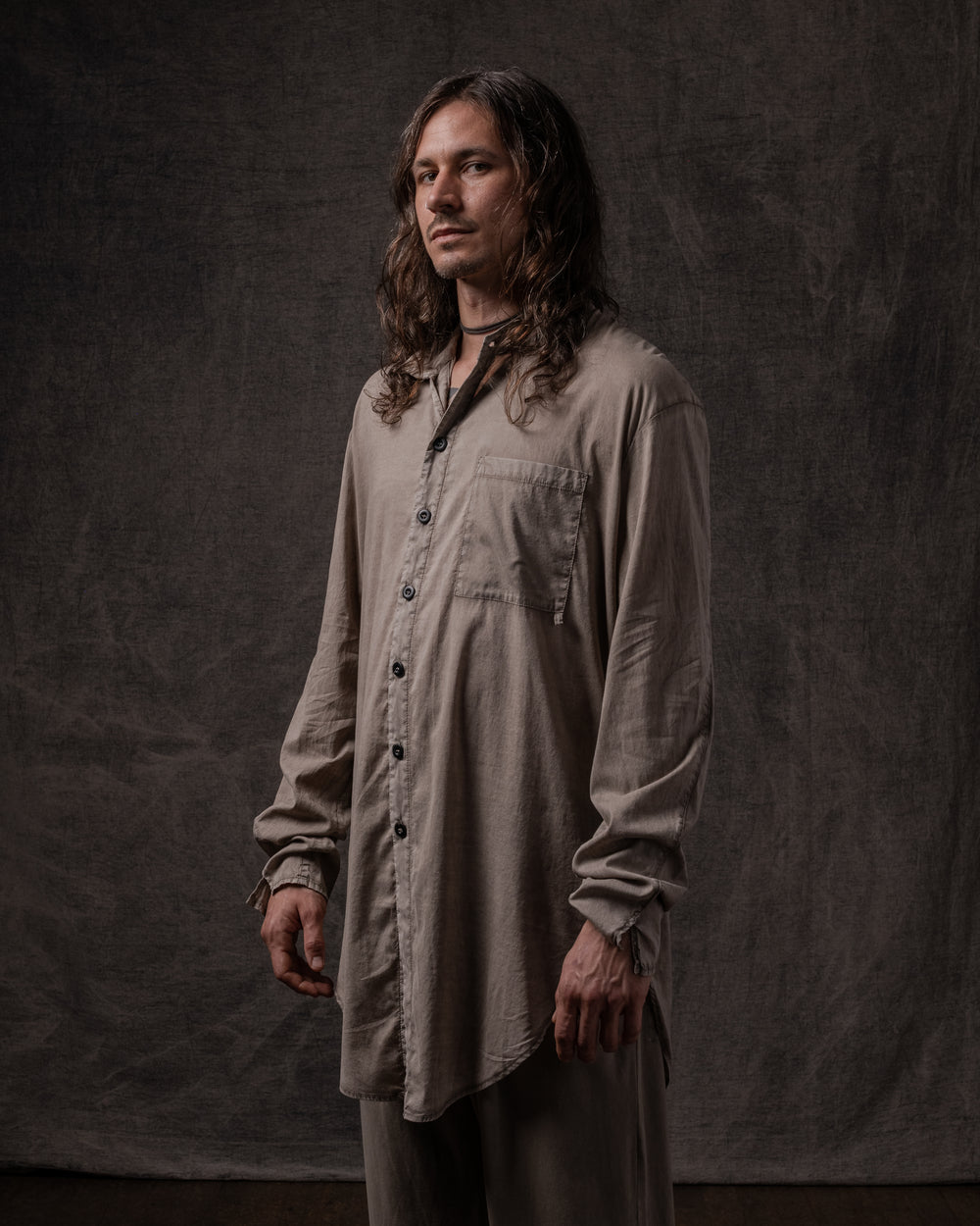 Asymmetric Shirt Fine Cotton Voile Dune