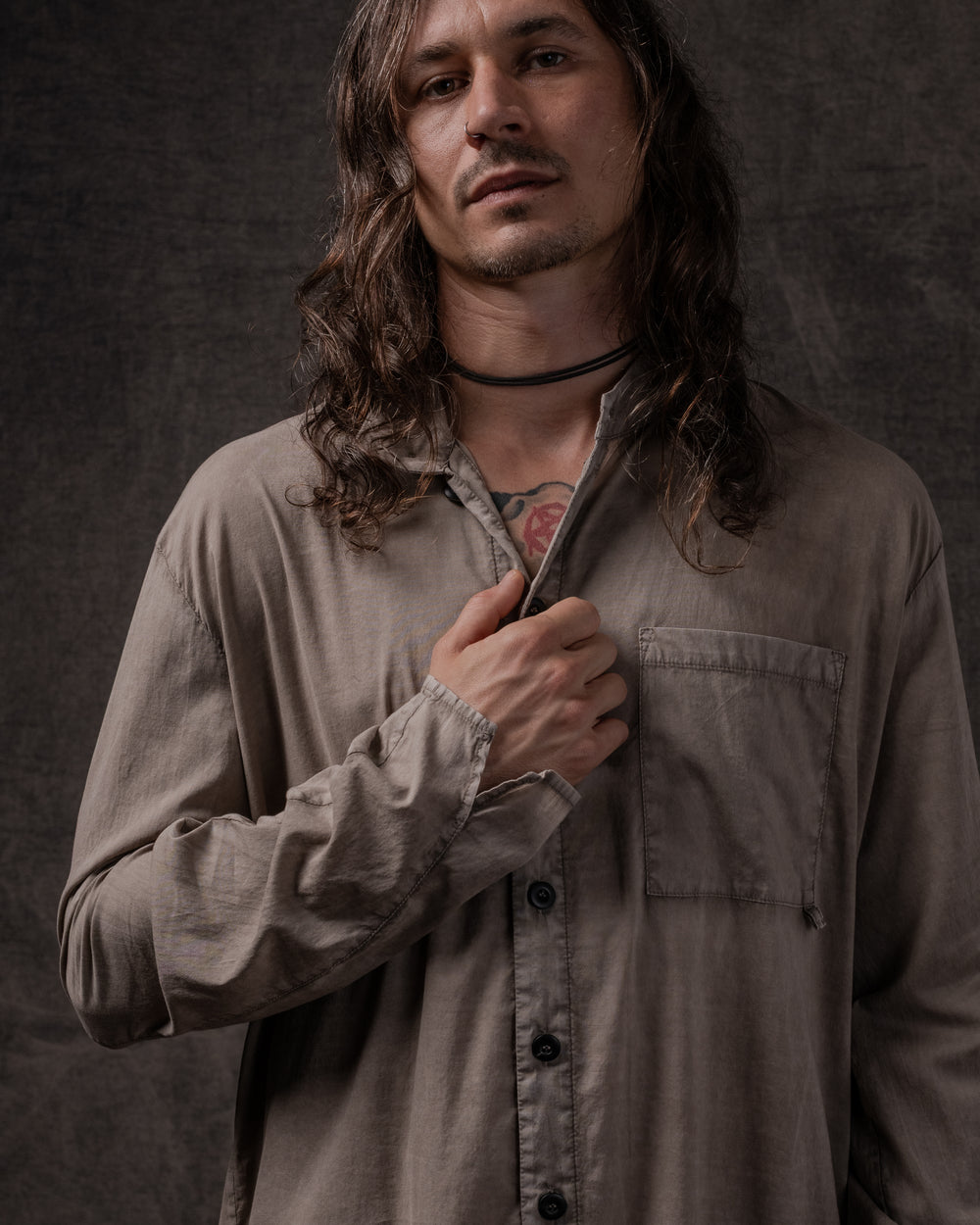 Asymmetric Shirt Fine Cotton Voile Dune