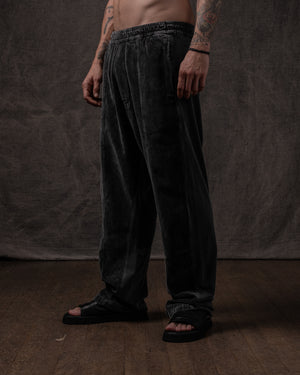 Cotton Velvet FRT Easy Pant Washed Black