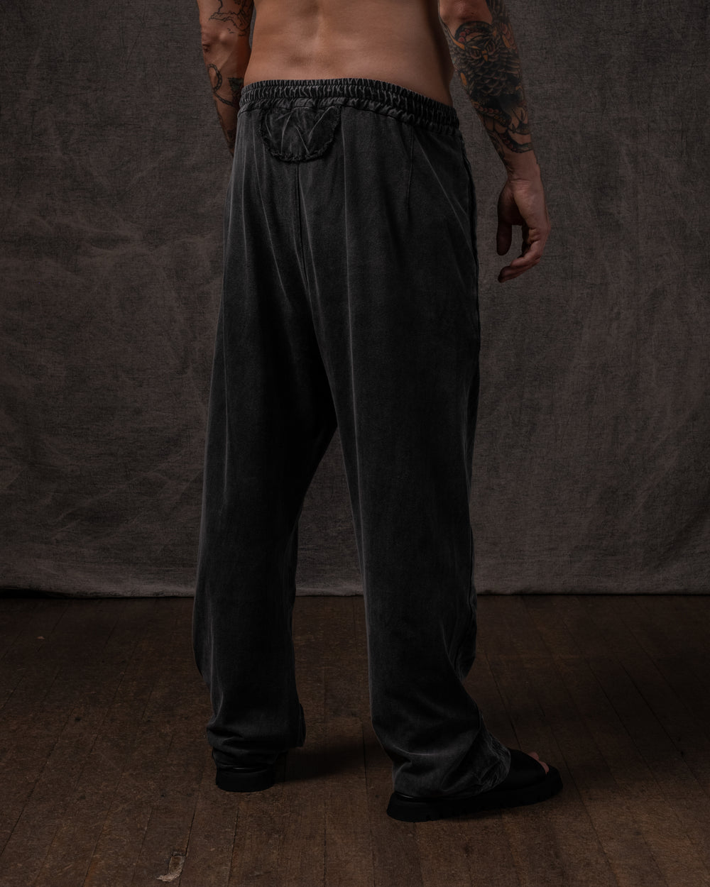 Cotton Velvet FRT Easy Pant Washed Black
