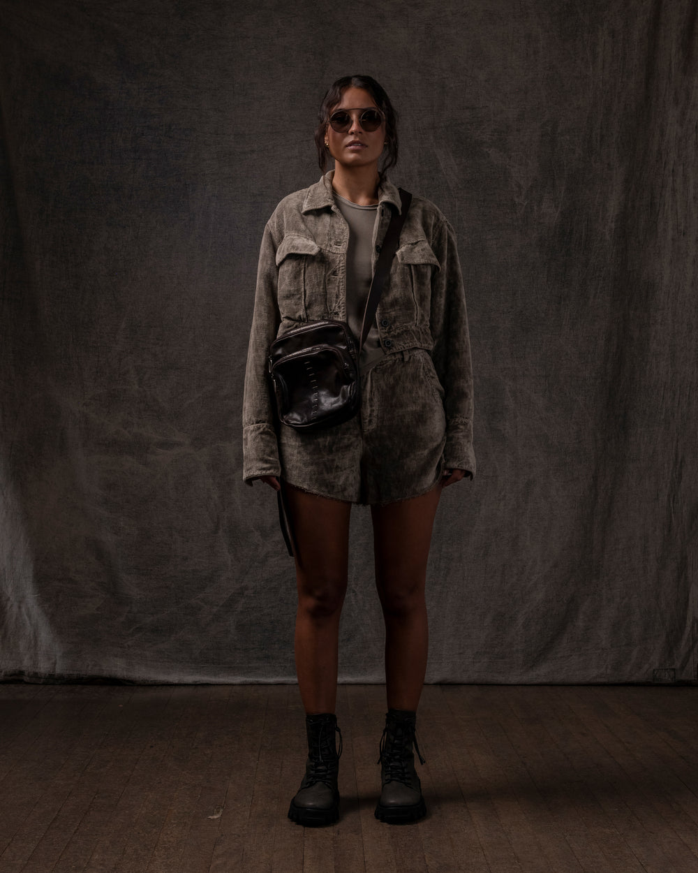 Cropped Jacket Distressed Velvet Dune