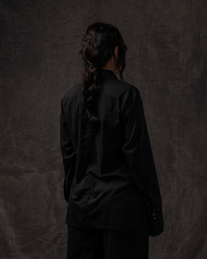 Double Cuff Shirt Fine Cotton Voile Black