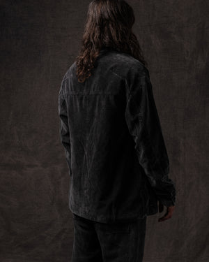 Easy Shirt Jacket Cotton Velvet Washed Black