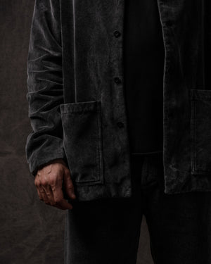 Easy Shirt Jacket Cotton Velvet Washed Black