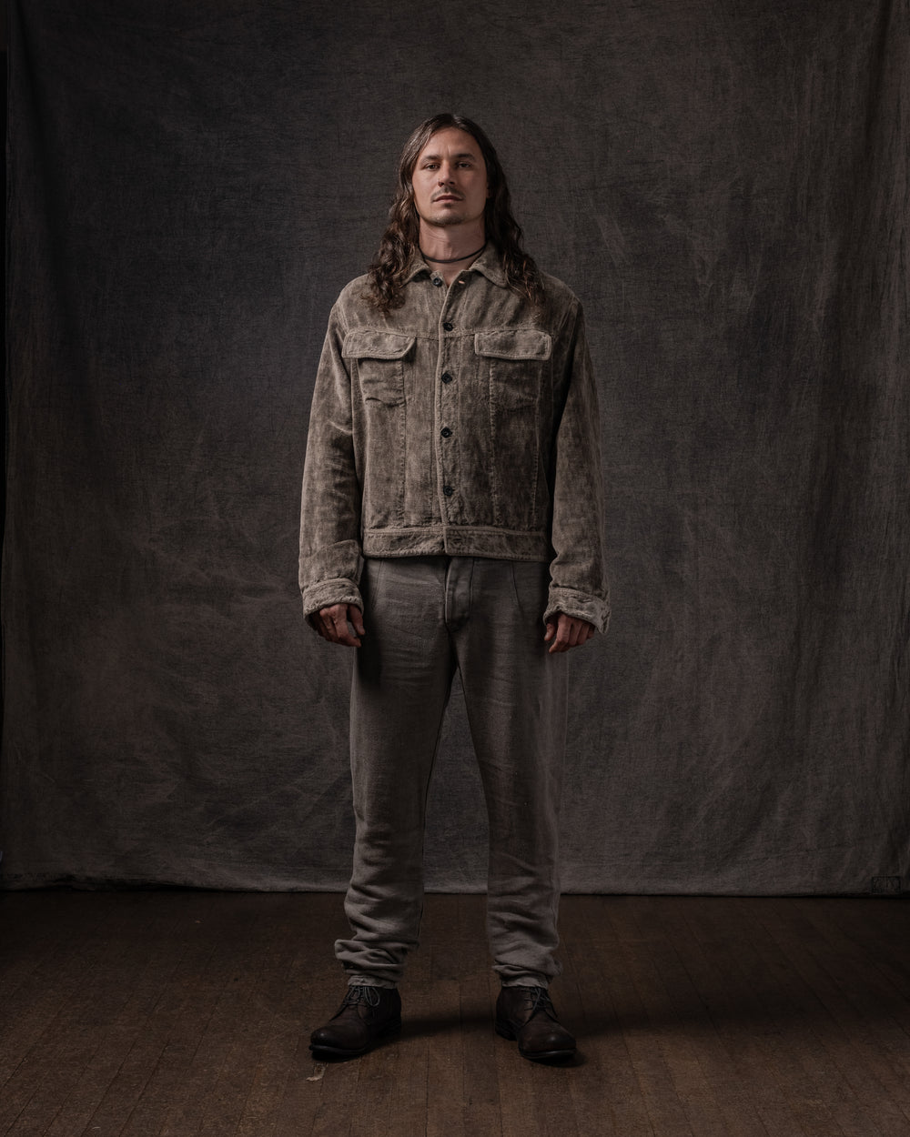 Jean Jacket Distressed Velvet Dune