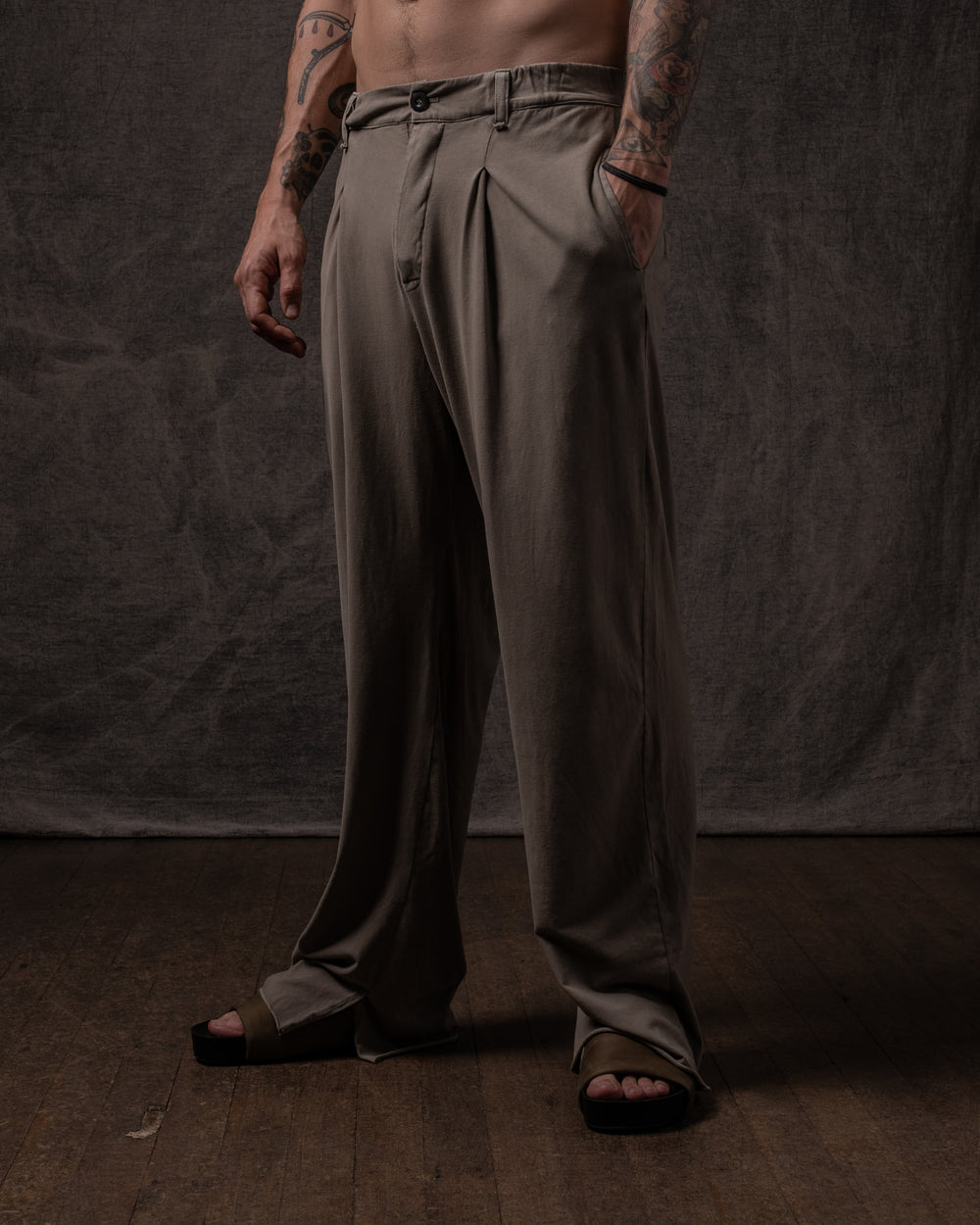 Pleated Pant Cotton Jersey Dune
