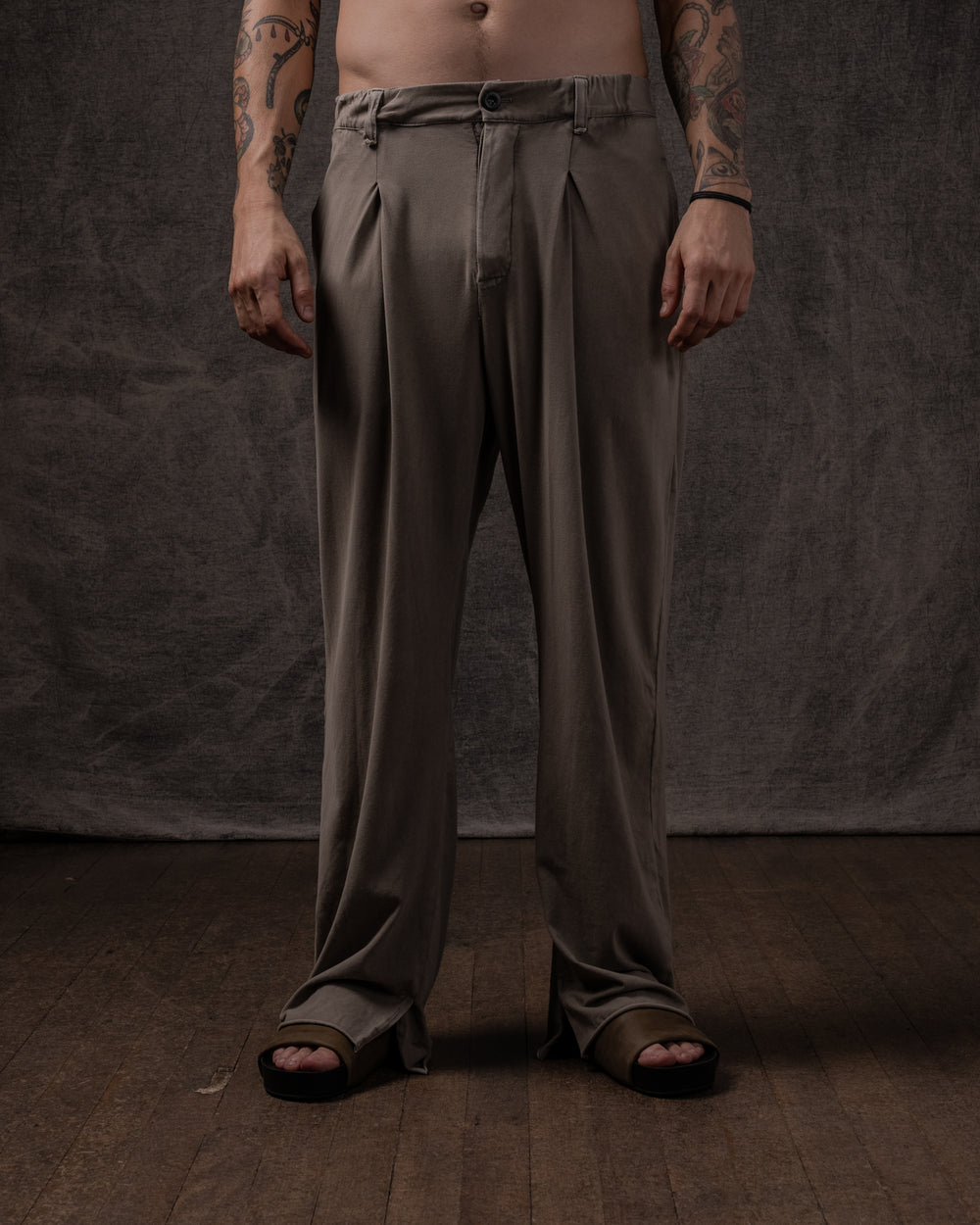 Pleated Pant Cotton Jersey Dune