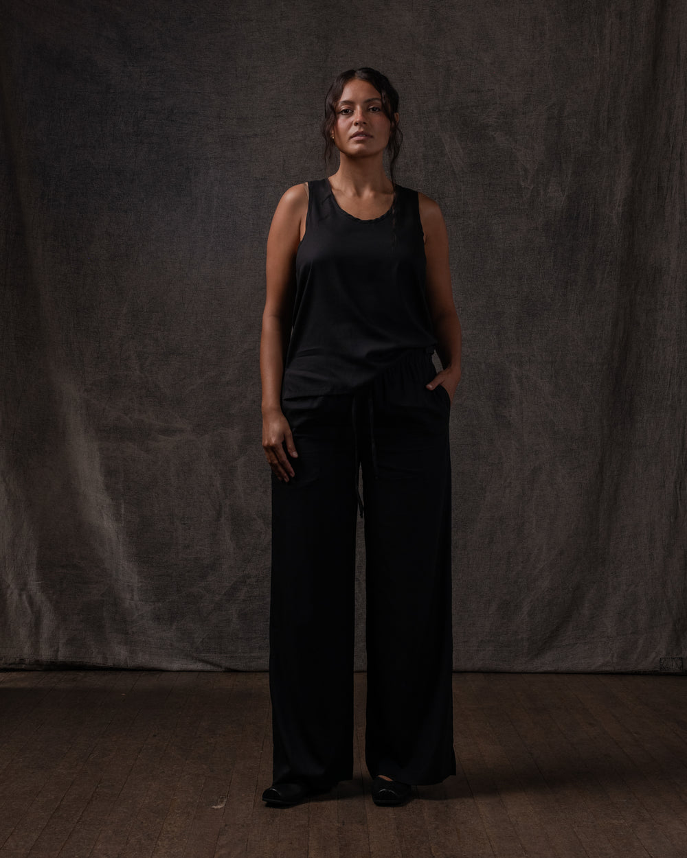 Easy Pant Silk Satin Stretch Black