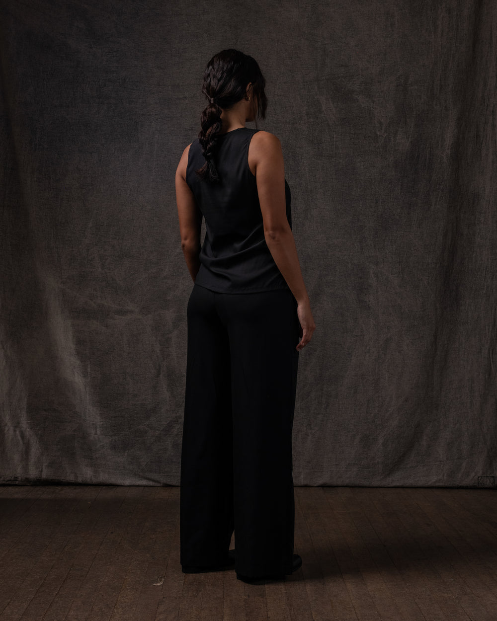 Easy Pant Silk Satin Stretch Black
