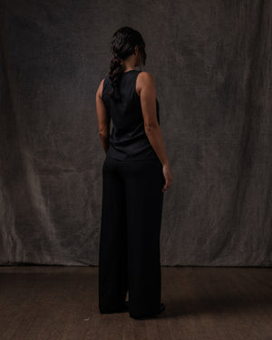 Easy Pant Silk Satin Stretch Black