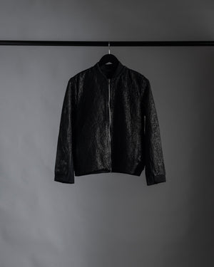 Textural Bomber Leather Jacket Black