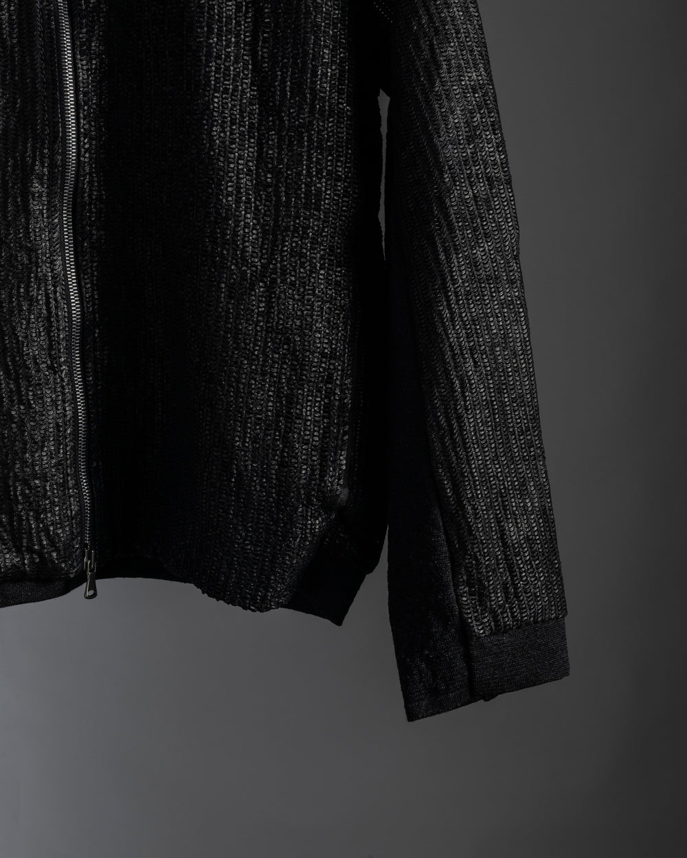 Textural Bomber Leather Jacket Black