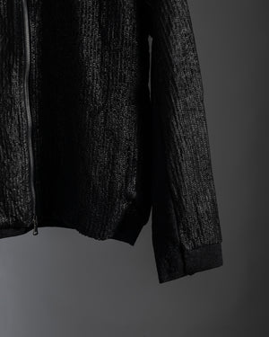 Textural Bomber Leather Jacket Black