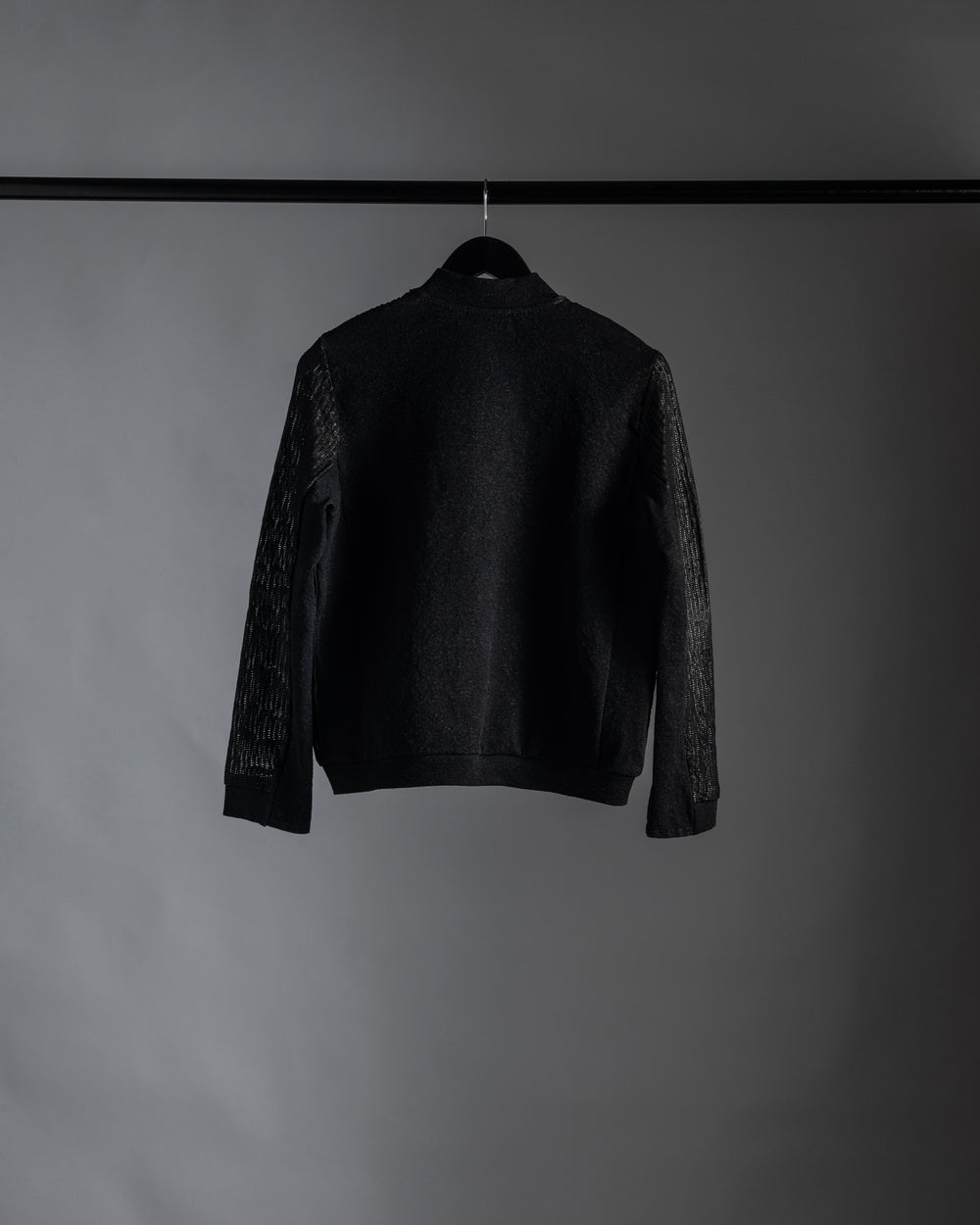 Textural Bomber Leather Jacket Black