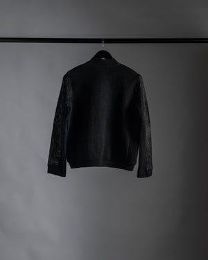 Textural Bomber Leather Jacket Black