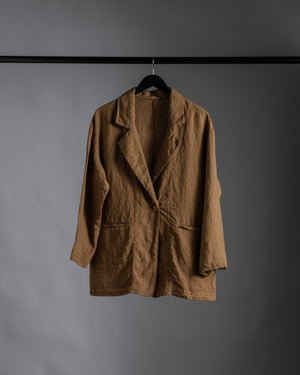 Linen Longline Jacket Mustard
