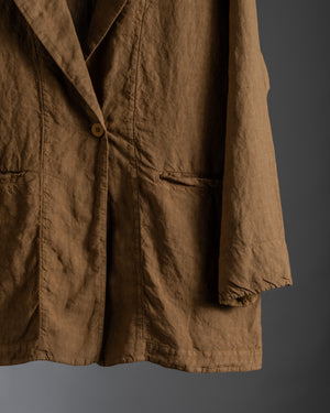 Linen Longline Jacket Mustard