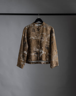 Linen Print Shirt Mustard