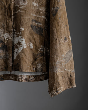 Linen Print Shirt Mustard