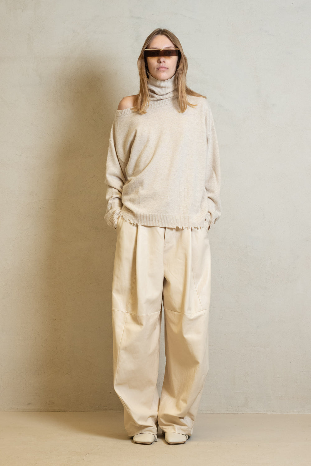 High Neck Top Light Cashmere Dirty White