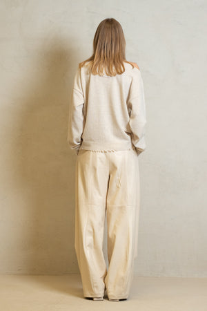 High Neck Top Light Cashmere Dirty White
