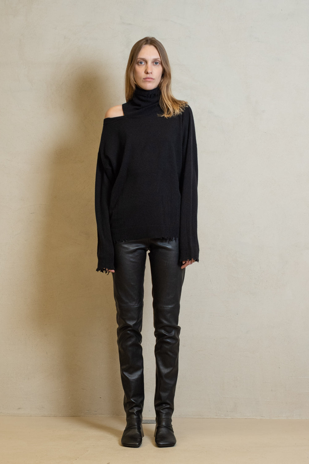 High Neck Top Light Cashmere Black