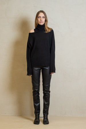 High Neck Top Light Cashmere Black