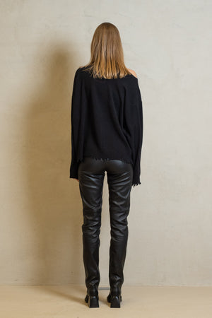 High Neck Top Light Cashmere Black