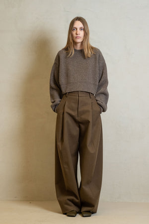 Crop Top Ribbed Cashmere Tan