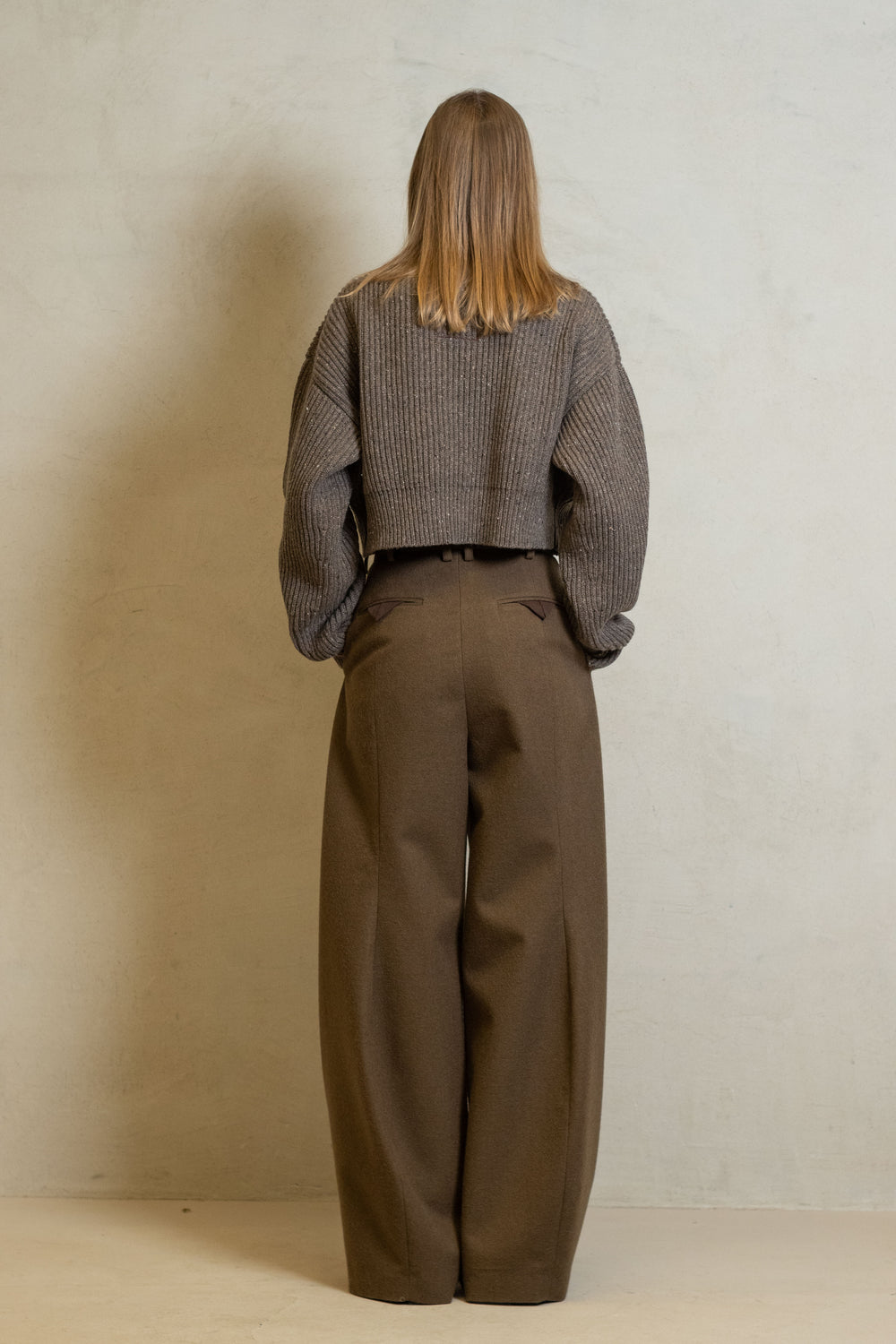 Crop Top Ribbed Cashmere Tan