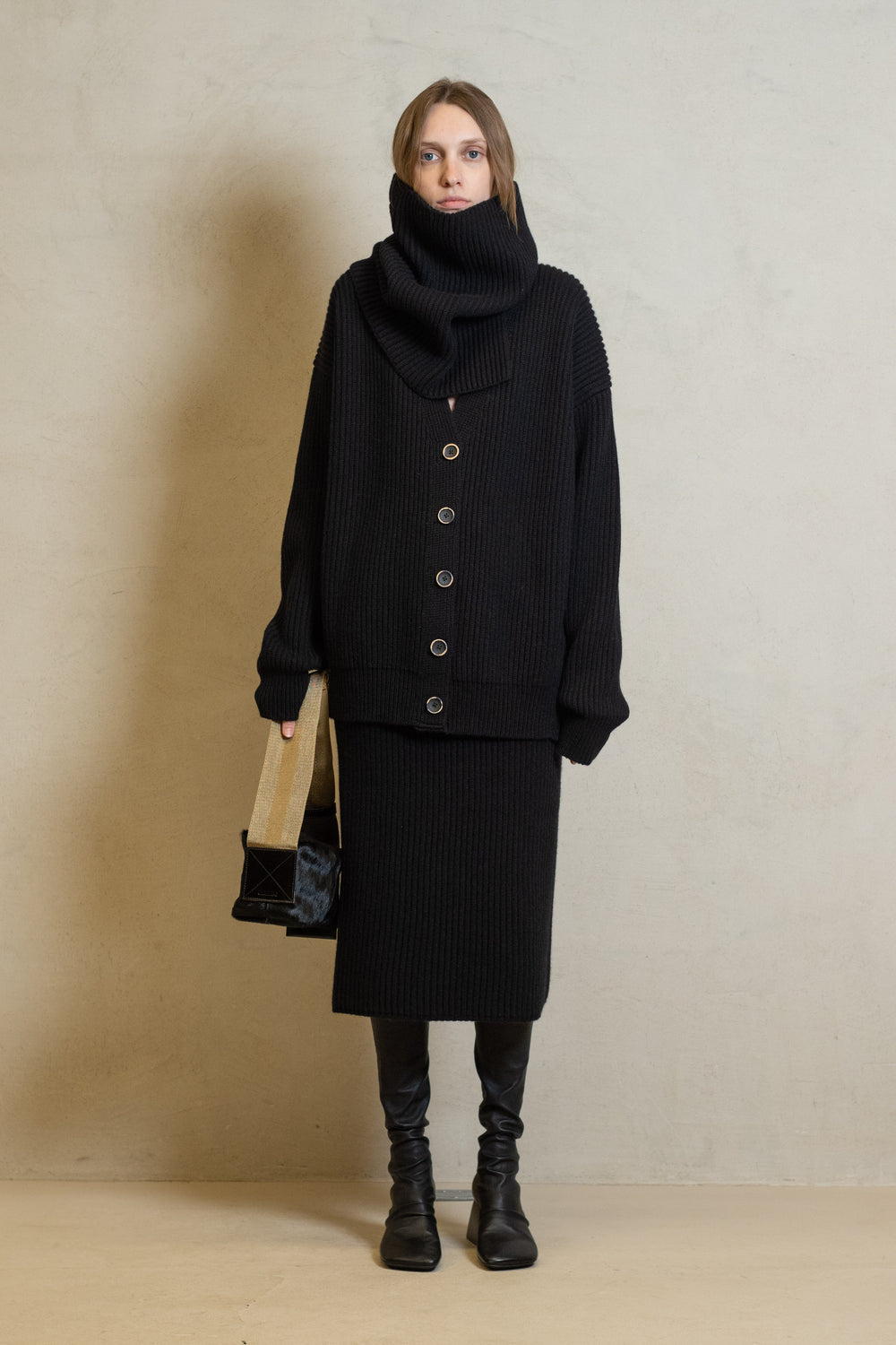 Skirt Ribbed Cashmere Black