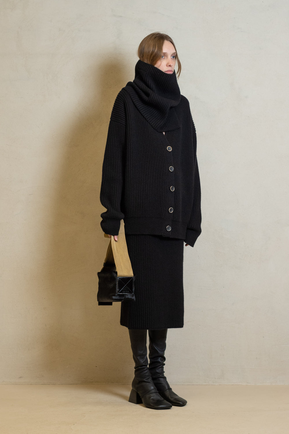 Skirt Ribbed Cashmere Black