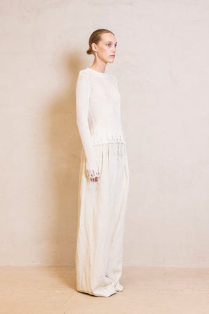 Long SLV Top Loose Rib Off White
