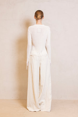 Long SLV Top Loose Rib Off White
