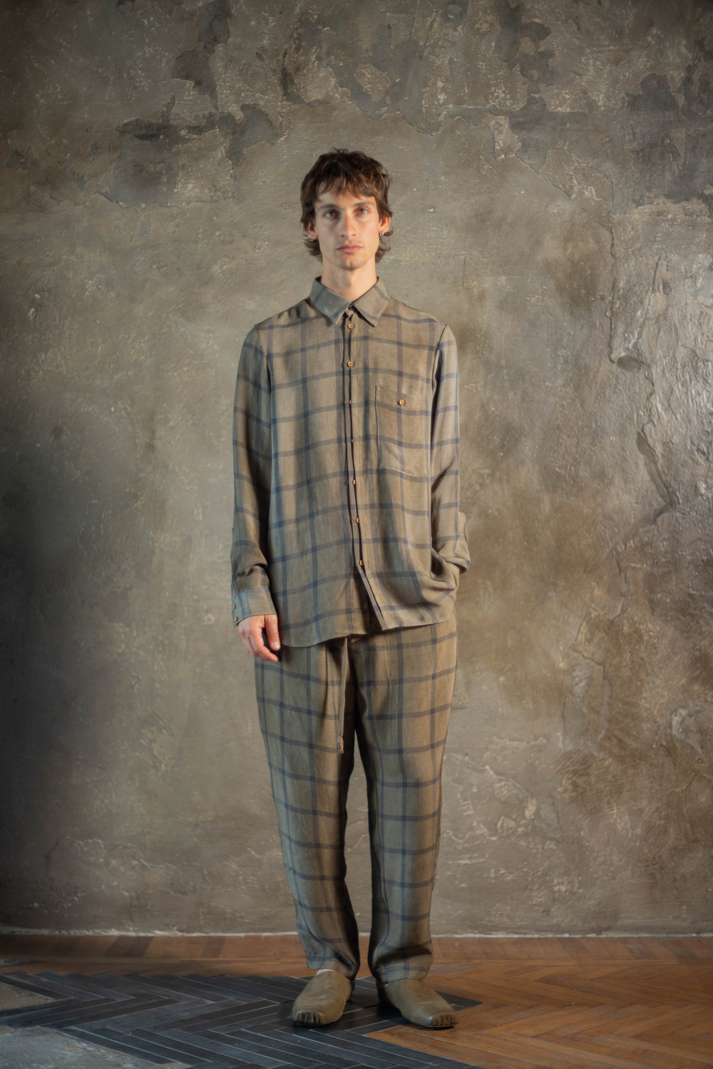 Pigiama Pants Aranceto Mustard / Blue